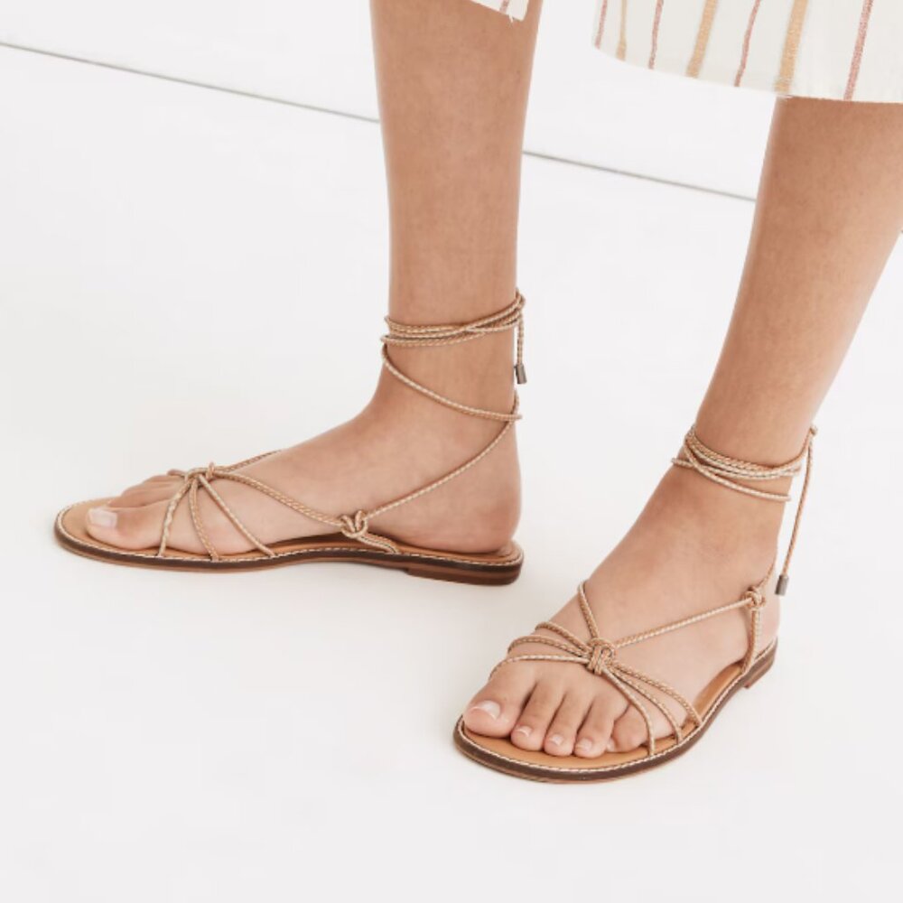 Madewell The Katya Braided Lace-Up Summer Sandal Desert Alabaster 6.5 M